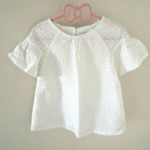 Girls White Eyelet Shirt